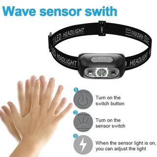 Linterna de Cabeza con Sensor LED, USB, Senderismo