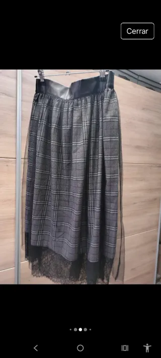 Falda cuadros tul polipiel