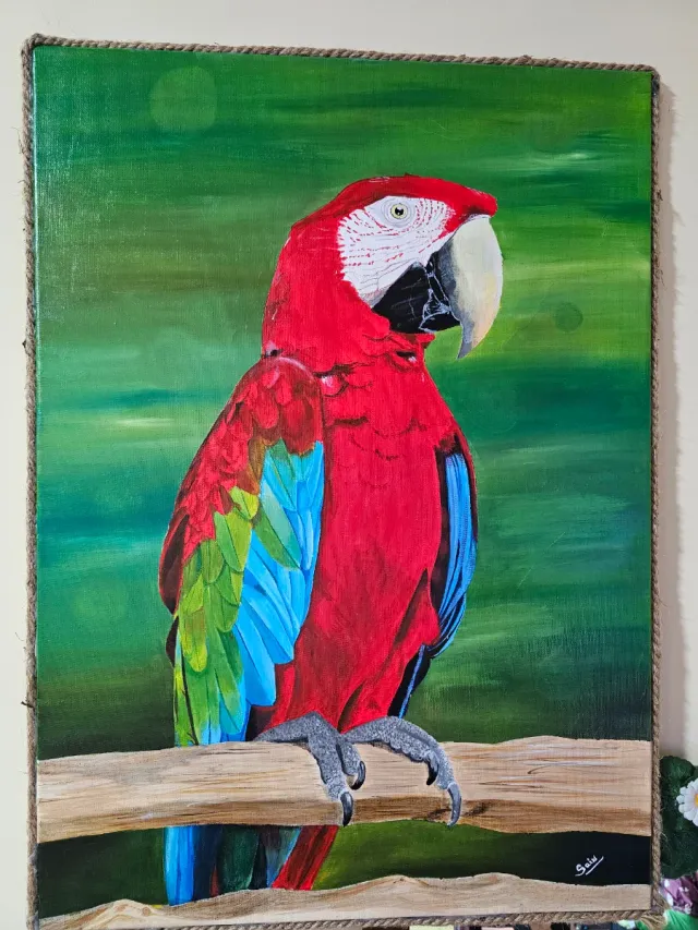 Pintura Guacamaya Acrílica Lienzo