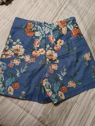 Falda pantalón Stradivarius flores azul