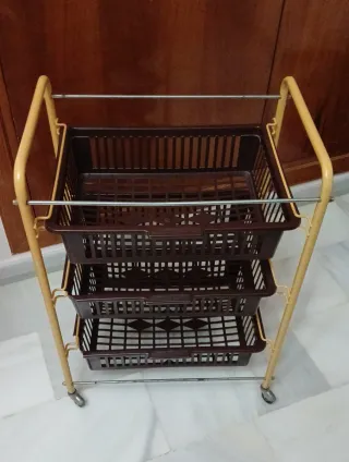 Carrito Organizador con Ruedas Marrón y Dorado