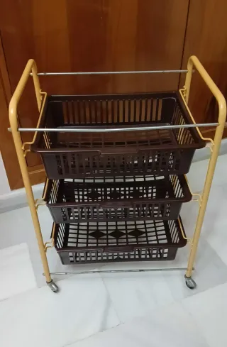 Carrito Organizador con Ruedas Marrón y Dorado