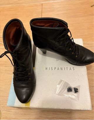 Botines Hispanitas Piel Negra Mujer. 