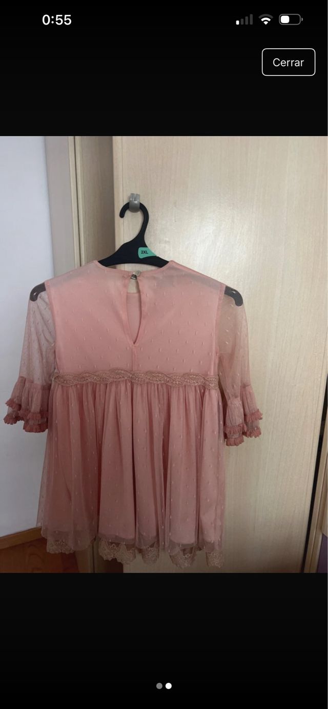 Vestido rosa con detalles de encaje