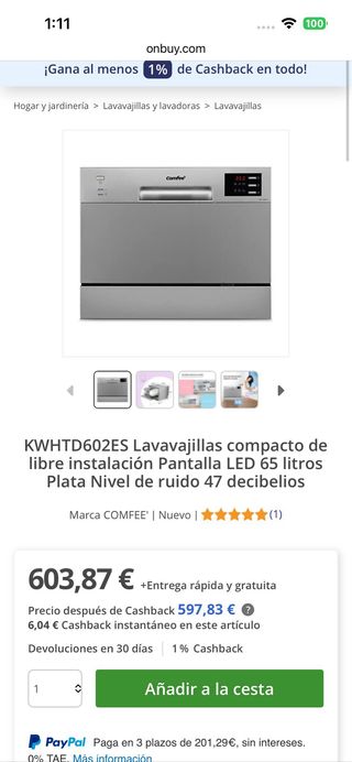 Lavavajillas COMFEE libre instalación  NUEVO !!