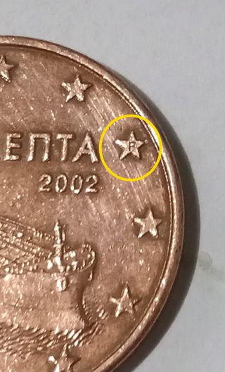 50 céntimos Grecia 2002, 20 Cts. y 5 F Cts