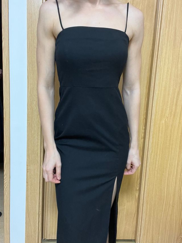 Vestido negro ZARA midi tirantes talla XS