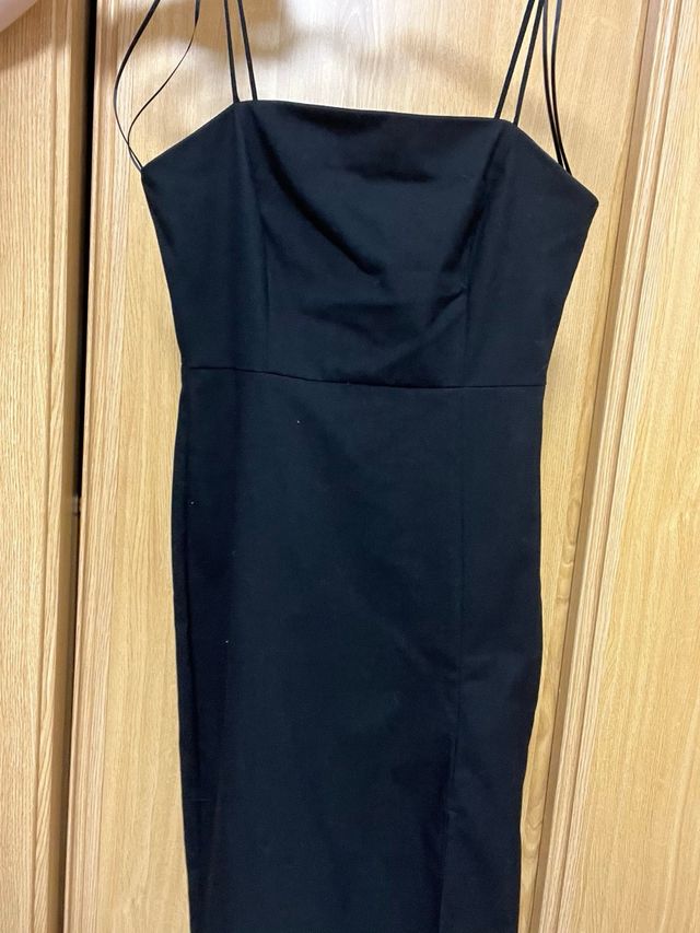 Vestido negro ZARA midi tirantes talla XS