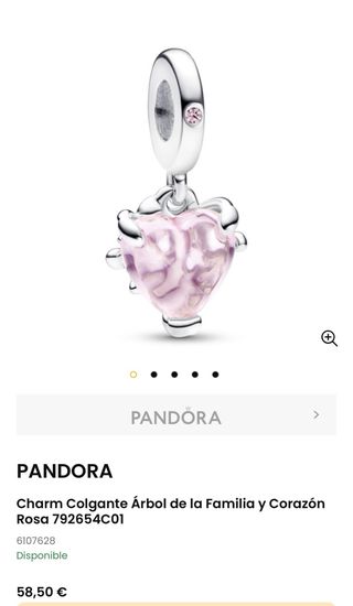 Pandora Charm Corazón Árbol Familia Rosa