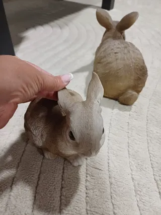 Par de conejos decorativos cerámica