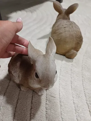 Par de conejos decorativos cerámica