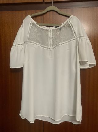 Camiseta blanca encaje Primark