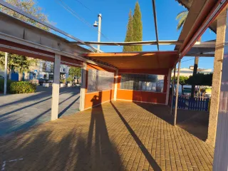 Carpa fija 100m² naranja y blanco