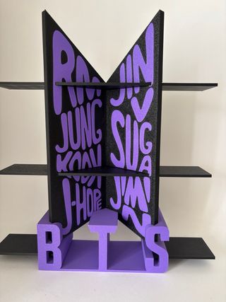 Expositor BTS con nombres miembros