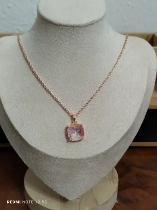 Cadena oro rosa con circonita cuadrada