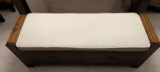 Banco cajonera estilo colonial madera