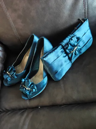 Conjunto Bolso y Zapatos Menbur Azul