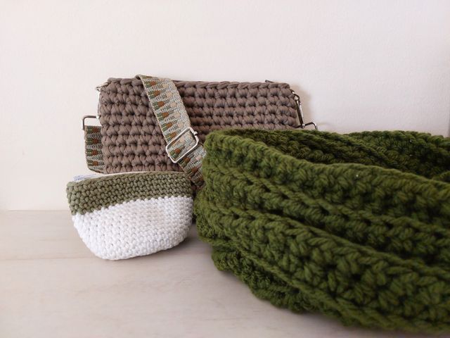 Bolso crochet bandolera caqui nuevo