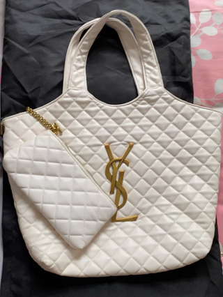 Bolso YSL Shopper Acolchado Blanco con Monedero