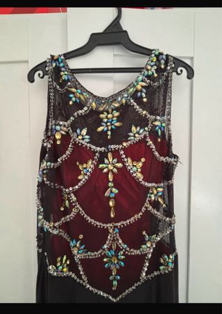 Vestido largo elegante negro con rojo