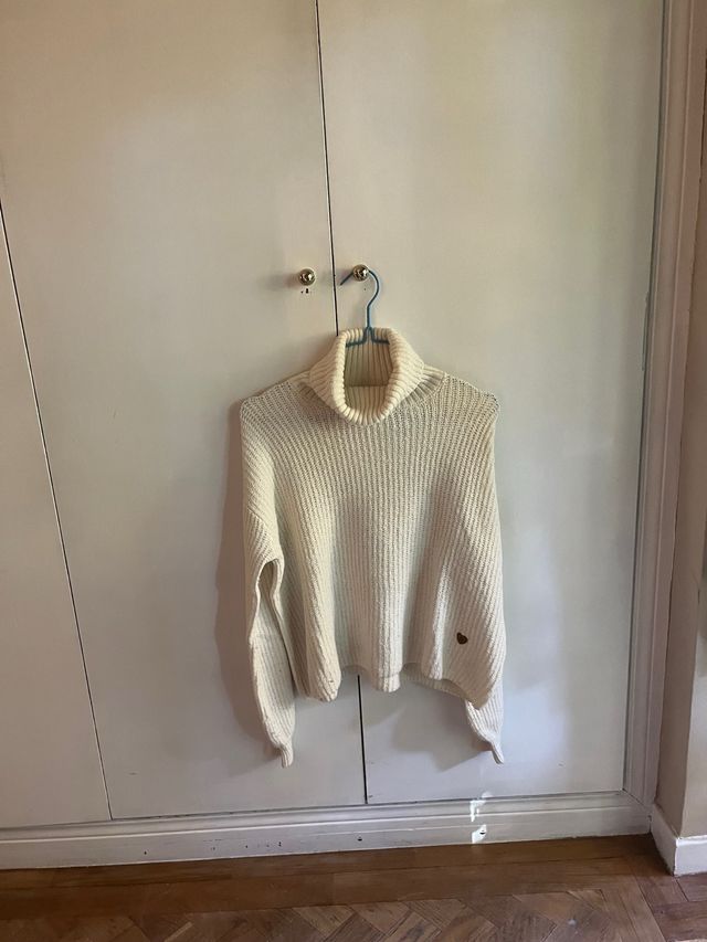 Jersey cuello vuelto lana Beige Brownie Talla S