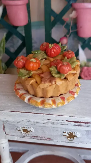 Miniatura crostata con zucche dollhouse