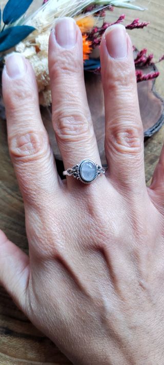 Anillo Plata Ley Cuarzo Rosa Ovalado