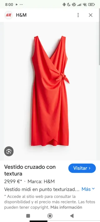 Vestido cruzado H&M rojo