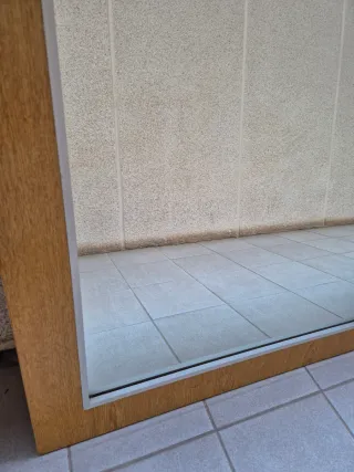 Espejo de baño madera y plata