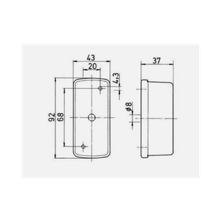 Piloto Galibo Rectangular Blanco Rojo Caravana