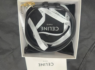 Cinturón Celine Negro Hebilla Dorada Triomphe