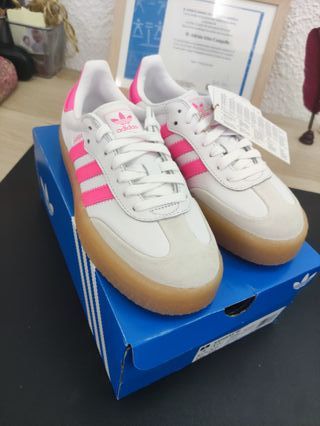 Adidas Samba Blancas y Rosas T. 37 1/3