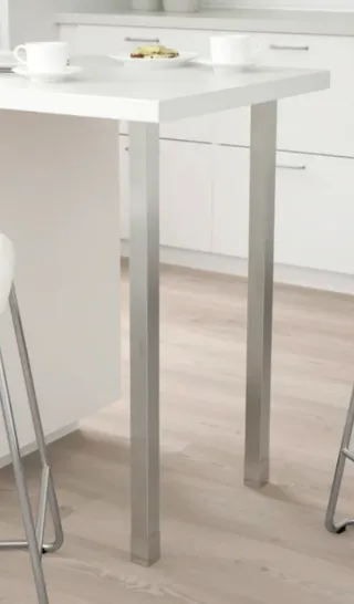 2 Patas para encimera de metal plateado.  Nuevas.