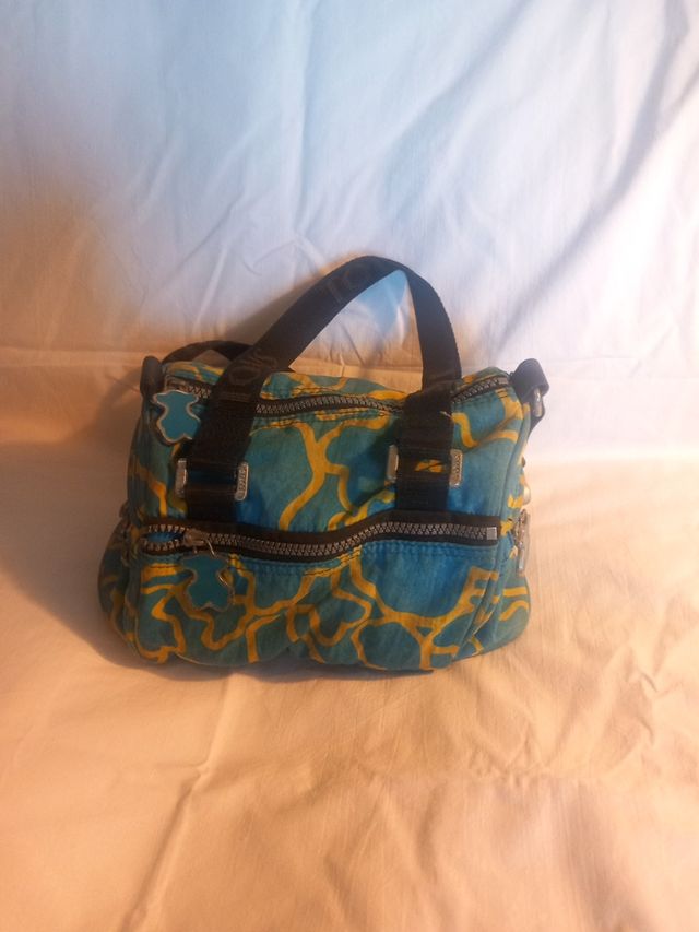 Bolso tour lona azul y amarillo