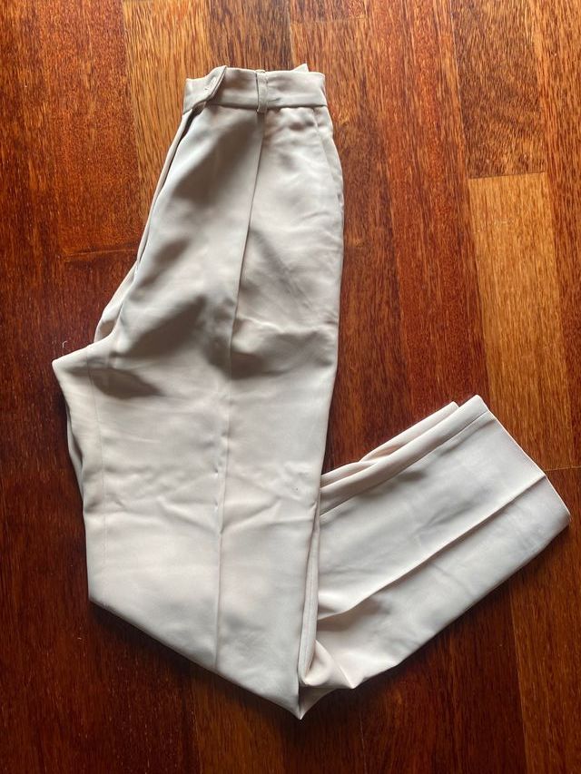 Pantalones Vintage Mujer Traje Beige Talla 38