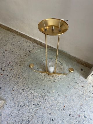 Lámpara vintage de techo dorada y cristal