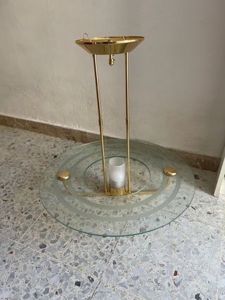 Lámpara vintage de techo dorada y cristal