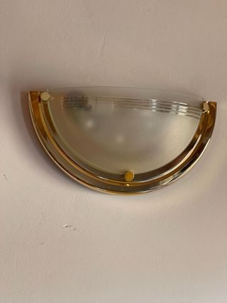 2 Lámparas de pared dorada y cristal