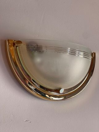 2 Lámparas de pared dorada y cristal