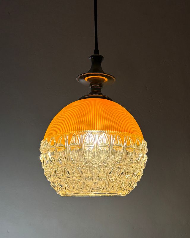 Lampada sospensione vintage cristallo arancio