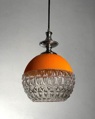 Lampada sospensione vintage cristallo arancio