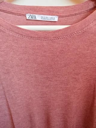 Camiseta Zara Coral Manga Larga Mujer