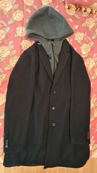 Gabardina paño con capucha desmontable