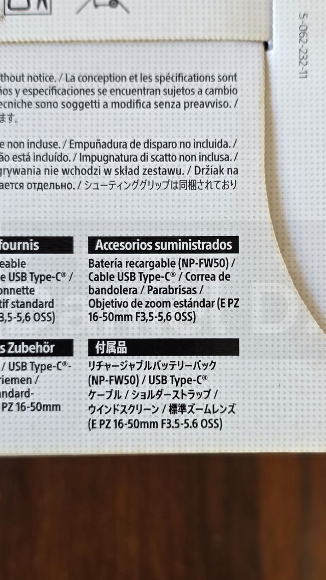 0 DISPAROS Sony ZV-E10 Obj 16-50mm Kit