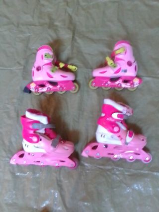 Lote 4 Patines Infantiles Ajustables Rosas
