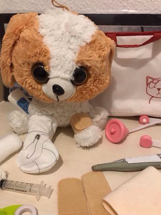 Maletín veterinario y peluche perro