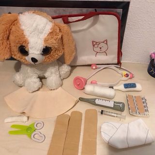Maletín veterinario y peluche perro