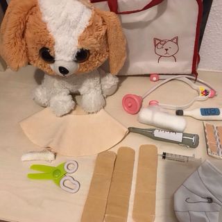 Maletín veterinario y peluche perro