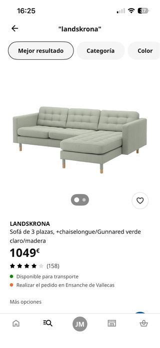 Sofá Chaiselongue Ikea Landskrona Gris