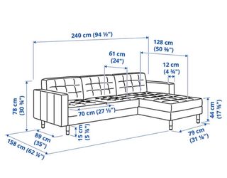 Sofá Chaiselongue Ikea Landskrona Gris